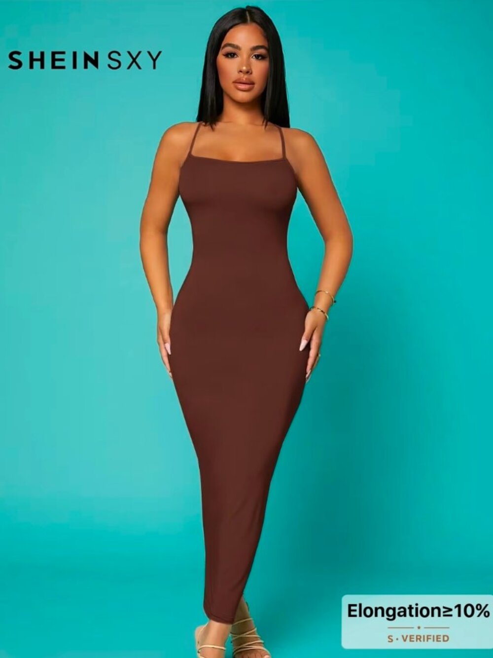 SHEIN SXY Solid Criss-Cross Backless Bodycon Dress
